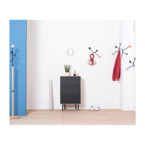 Vysoká komoda z dubového dreva v čierno-prírodnej farbe 60x100 cm Fina - Gazzda-image-2