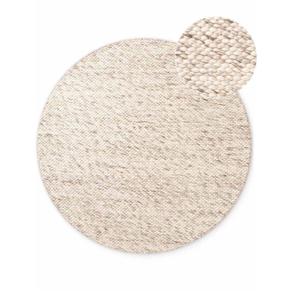 E-shop Béžový/v prírodnej farbe ručne tkaný vlnený okrúhly koberec ø 160 cm Lyon Beans – Elle Decoration