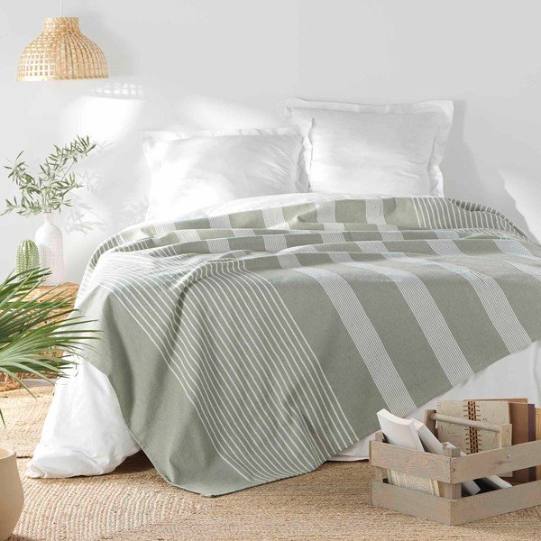 Zelený pléd 220x240 cm Adele – douceur d'intérieur-image-1