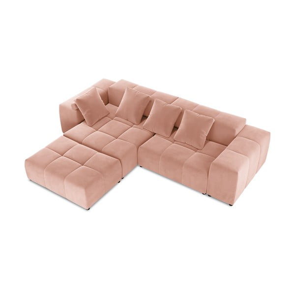 Ružová zamatová rohová pohovka (variabilná) Rome Velvet - Cosmopolitan Design-image-3