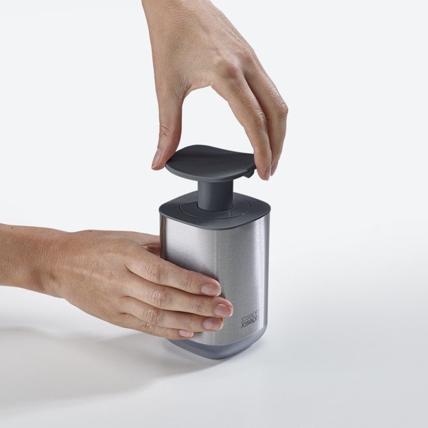 Dávkovač mydla z nehrdzavejúcej ocele v lesklej striebornej farbe 250 ml Presto Steel – Joseph Joseph-image-3