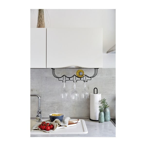 Čierny kovový stojan pod poličku na poháre Wenko-image-3