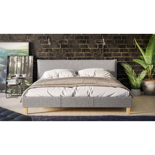 Sivá čalúnená dvojlôžková posteľ s roštom 180x200 cm Tina - Ropez-image-1