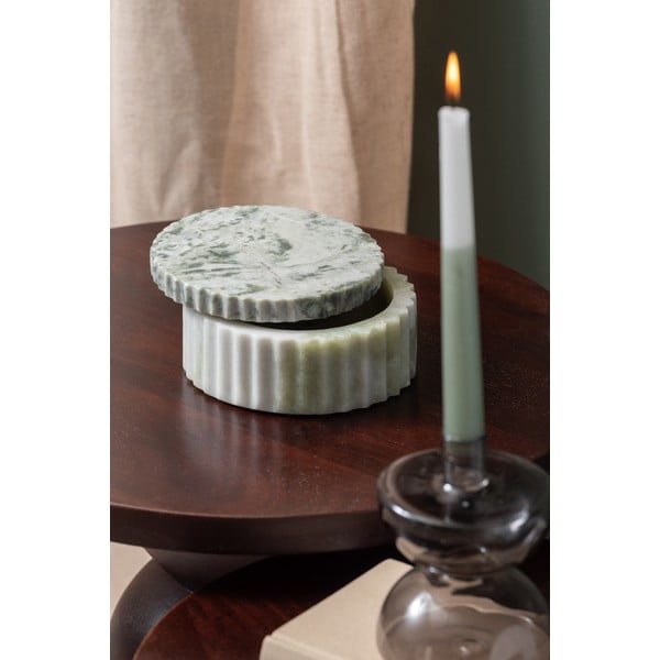 Svetlozelený dekoratívny kamenný úložný box ø 15x6 cm Marble – PT LIVING-image-1