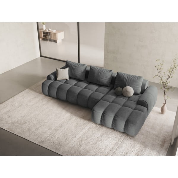 Sivá rozkladacia/s úložným priestorom rohová pohovka (pravý roh/s leňoškou) Linz – Cosmopolitan Design-image-1