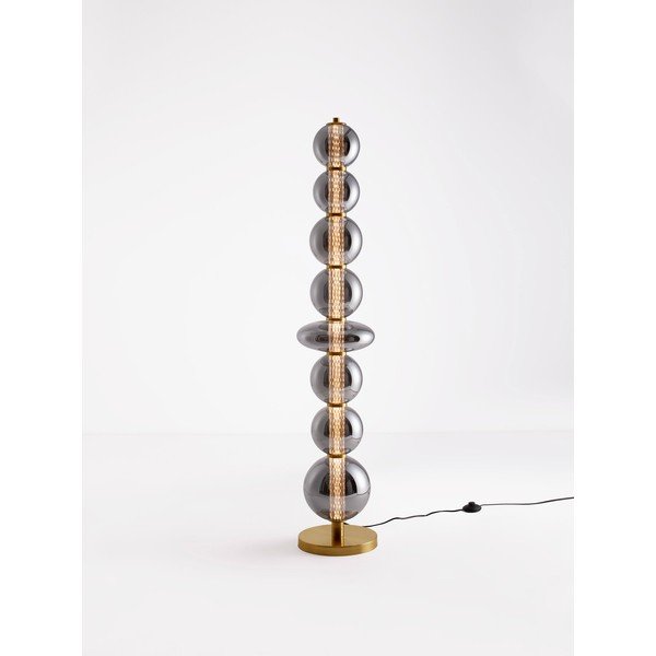 Sivá kovová LED stojacia lampa so stmievačom so skleneným tienidlom (výška  140 cm) Navi – Nova Luce-image-3