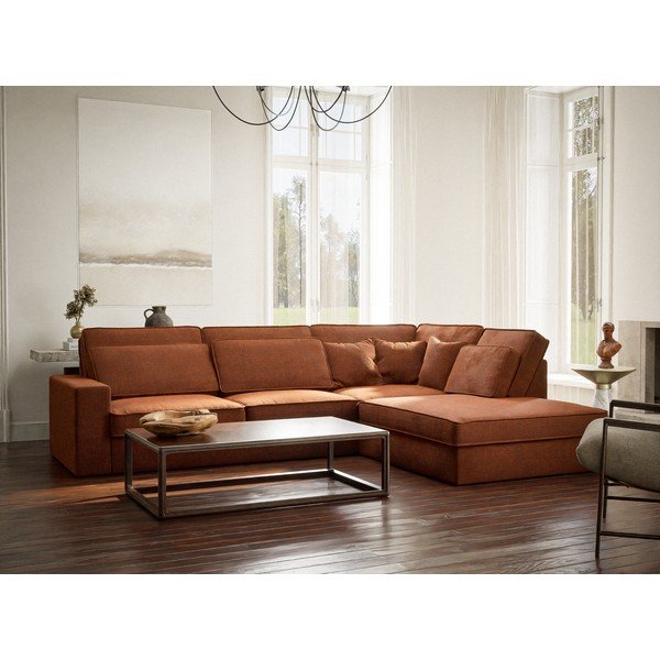 Ženilková rohová pohovka v medenej farbe (pravý roh/do L) Kirou – Maison de Rêve-image-1