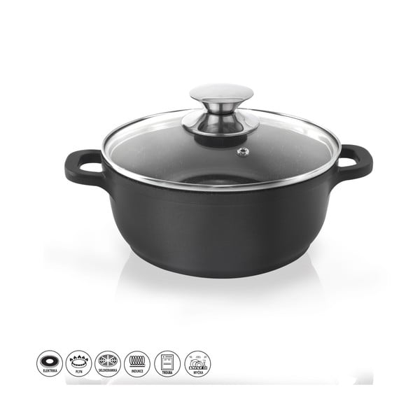 Hrniec s nepriľnavým povrchom Pfluon Granit so sklenenou pokrievkou Orion Grande, ⌀ 20 cm-image-3