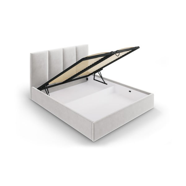 Svetlosivá zamatová dvojlôžková posteľ Mazzini Beds Juniper, 140 x 200 cm-image-3