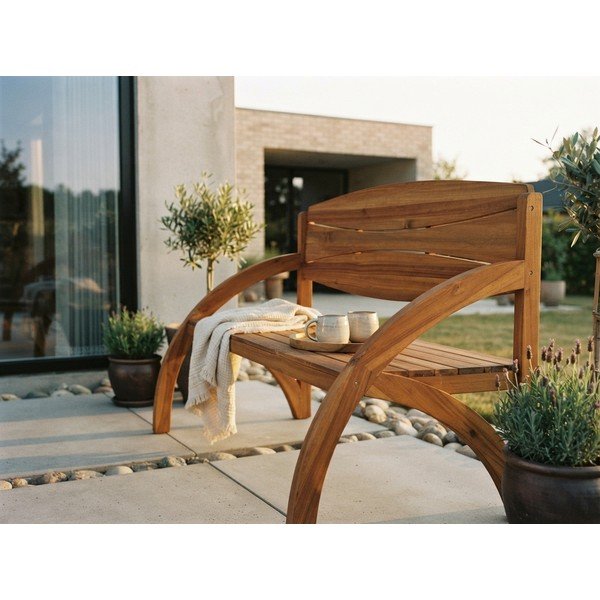 Hnedá drevená záhradná lavica Hadia – Garden Pleasure-image-2