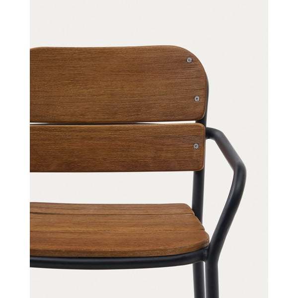 Čierno-hnedá dreveno-kovová záhradná stolička Algueret – Kave Home-image-4