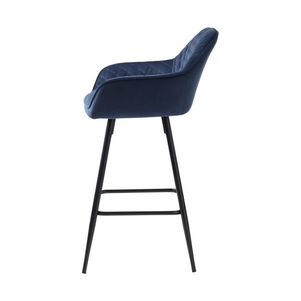 Modrá zamatová barová stolička (výška sedadla 67 cm) Milton – Unique Furniture-image-2