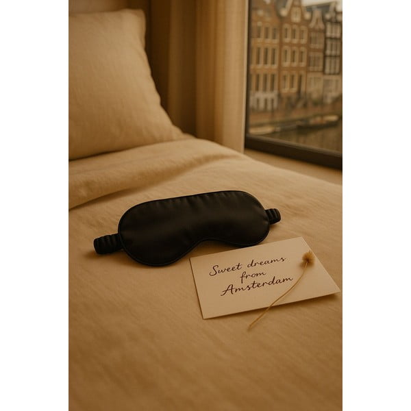 Čierna hodvábna maska ​​na spanie Mulberry Silk – Mila Home Luxury-image-2