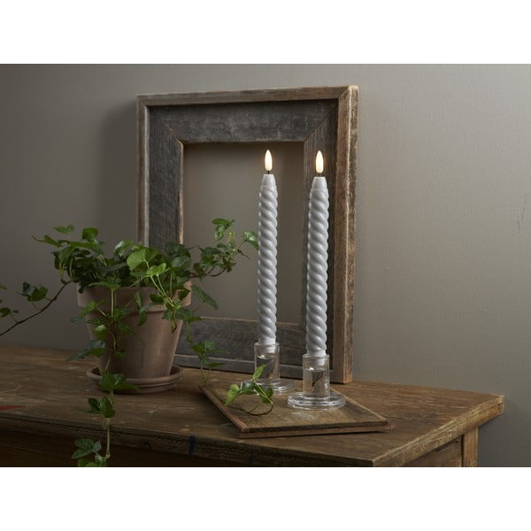 Súprava 2 sivých voskových LED sviečok Star Trading Flamme Swirl Antique, výška 25 cm-image-4