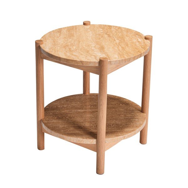 Okrúhly odkladací stolík s doskou z kameňa ø 43 cm Trava – Hübsch-image-2