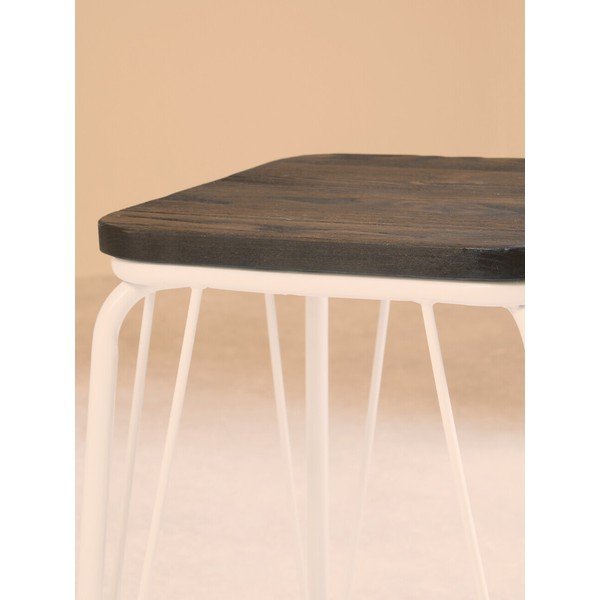 Biela/v tmavo prírodnej farbe stolička z brestového dreva District – Premier Housewares-image-4