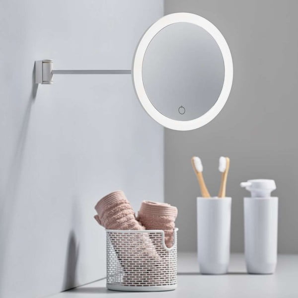 Sivé nástenné kozmetické zrkadlo Zone Eve, ø 17,5 cm-image-1