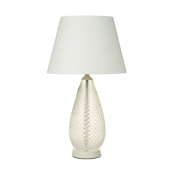 Biela stolová lampa s krištáľovou základňou Santiago Pons Luxury