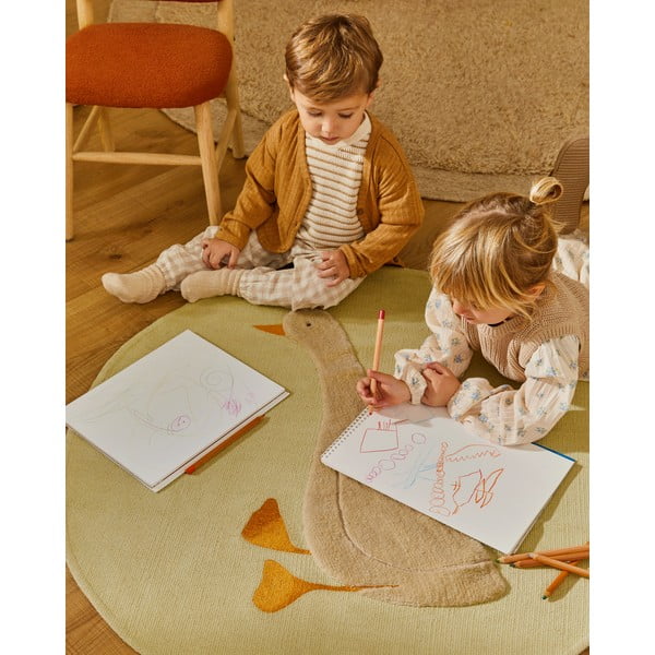 Svetložltý bavlnený detský koberec ø100 cm Milu – Kave Home-image-2