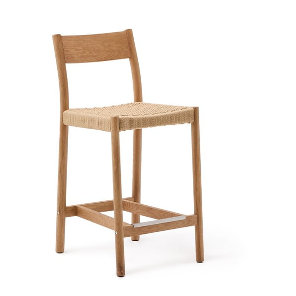 Barová stolička z dubového dreva v prírodnej farbe (výška sedadla 65 cm) Yalia – Kave Home