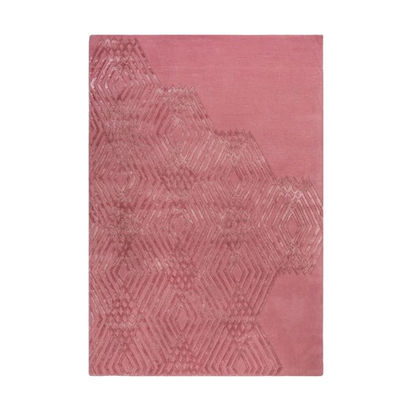 Ružový vlnený koberec Flair Rugs Diamonds, 120 x 170 cm