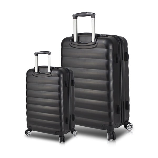 Sada 2 čiernych cestovných kufrov na kolieskach s USB porty My Valice RESSNO Cabin & Large