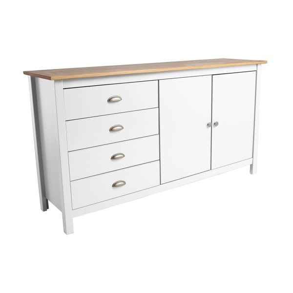 Biela komoda z masívneho borovicového dreva so 4 zásuvkami Marckeric Jade, dĺžka 150 cm-image-2