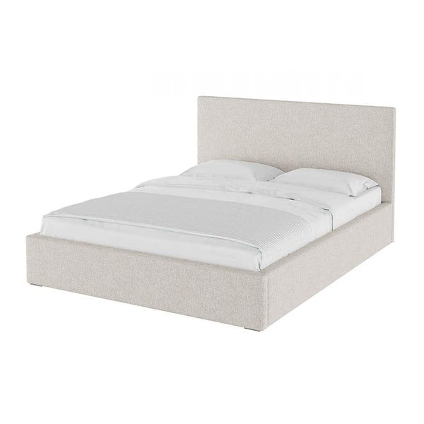 Béžová čalúnená dvojlôžková posteľ s úložným priestorom s roštom 180x200 cm Bufo Bed – MESONICA