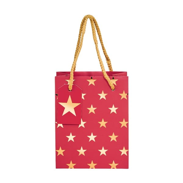 Červená darčeková taška Butlers hviezdy, výška 8,5 cm