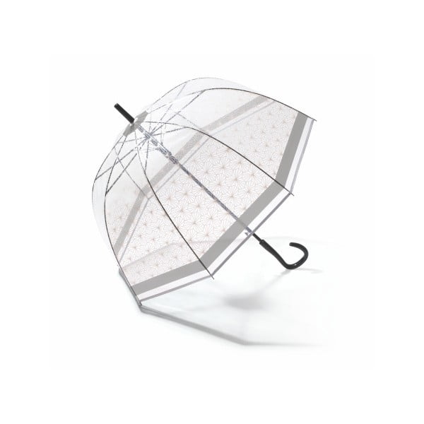 Transparentný dáždnik so sivými detailmi Birdcage Symetric, ⌀ 85 cm