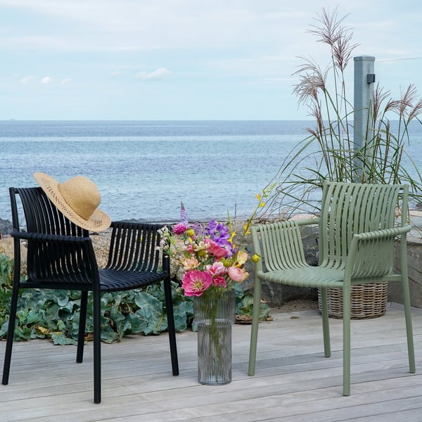 Čierne plastové záhradné stoličky v súprave 2 ks Tulsa – House Nordic-image-1