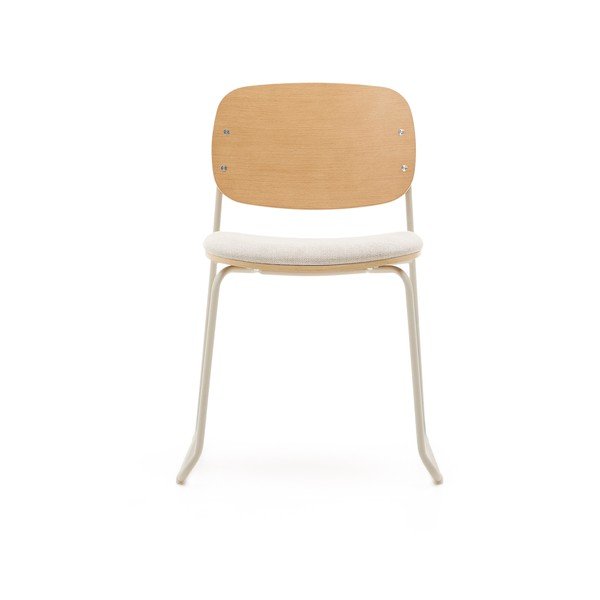 Béžová/v prírodnej farbe kovová stohovateľná jedálenská stolička Meli – Kave Home-image-2