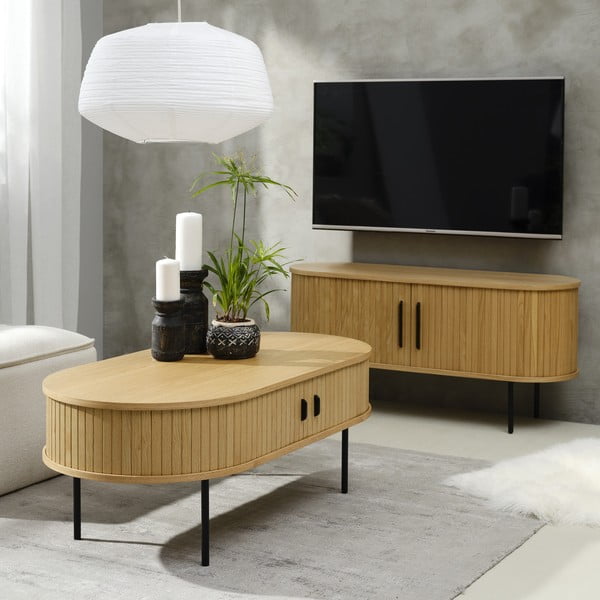 Konferenčný stolík v dekore duba v prírodnej farbe 60x120 cm Nola – Unique Furniture-image-1