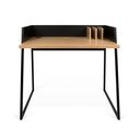 Čierny pracovný stôl s detailmi v dekore dubového dreva TemaHome Volga