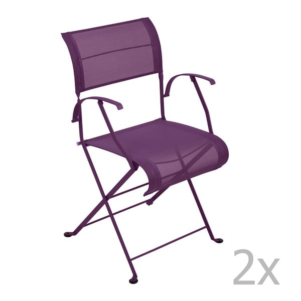 Sada 2 fialových skladacích stoličiek s opierkami na ruky Fermob Dune