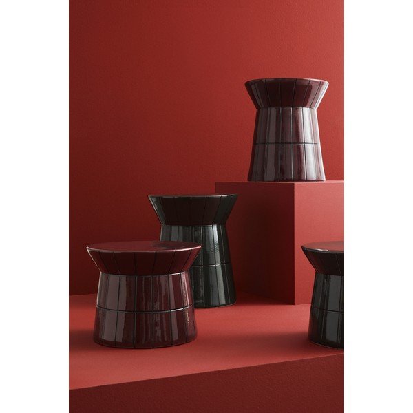 Vínovočervený keramický okrúhly konferenčný stolík ø 38 cm Abbes – Bizzotto-image-3