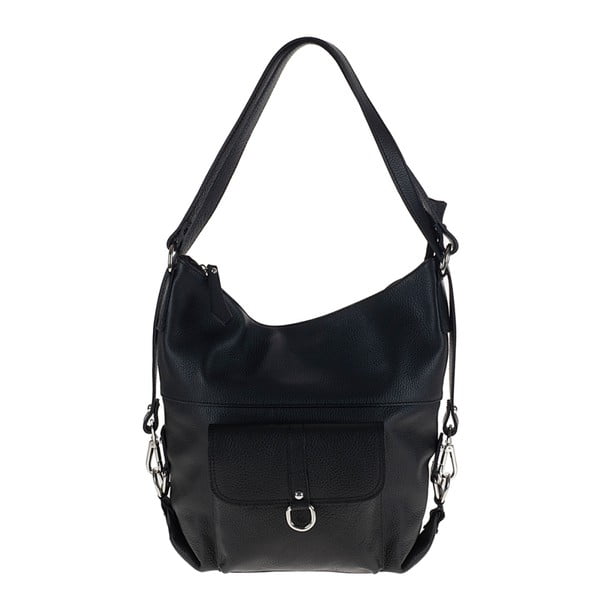 Čierna kožená kabelka Pitti Bags Jean