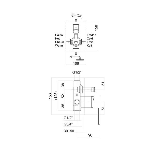 Podomietková sprchová batéria v lesklej striebornej farbe (2 výstupy) Latus – Sapho-image-1