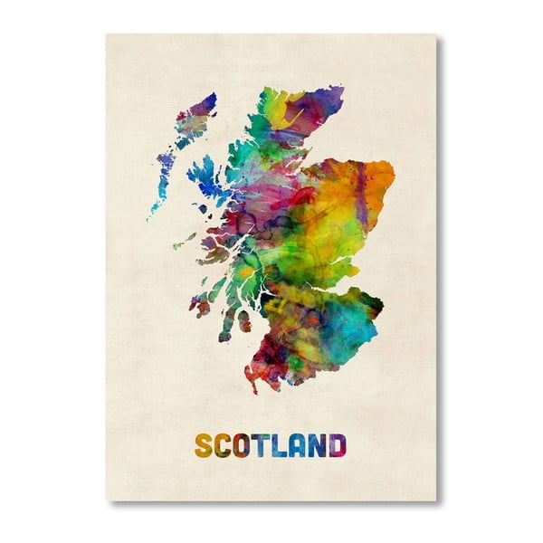 Plagát s pestrofarebnou mapou Škótska Americanflat Art, 60  ×   42 cm