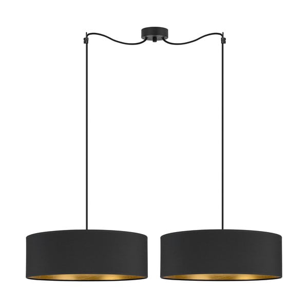 Čierne dvojramenné závesné svietidlo s detailom v zlatej farbe Sotto Luce Tres XL, ⌀ 45 cm