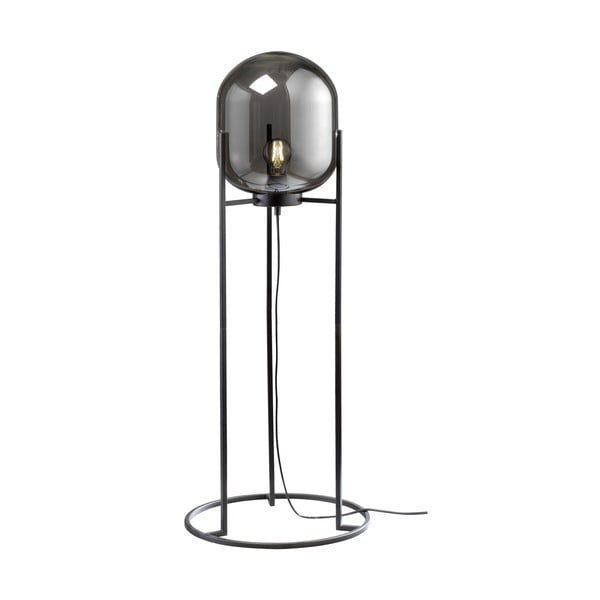 Čierna stojacia lampa so skleneným tienidlom (výška  97 cm) Regi – Fischer & Honsel
