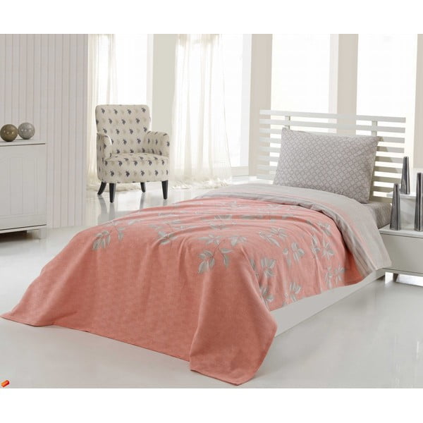Sada posteľnej prikrývky a plachty US Polo 160x220 cm, Salmon and Grey