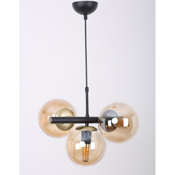 Žlté/čierne závesné svietidlo so skleneným tienidlom ø 15 cm Cascade – Squid Lighting-image-3