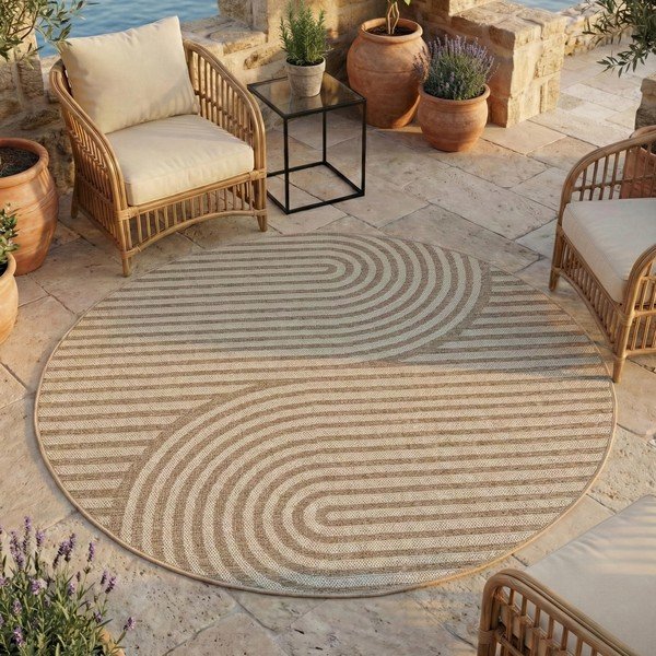 Béžový okrúhly vnútorný a vonkajší koberec ø 120 cm Desert 1301 – Ayyildiz Carpets-image-1