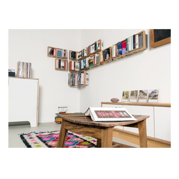 Polica na knihy z dubového dreva das kleine b b4, výška 25 cm-image-3