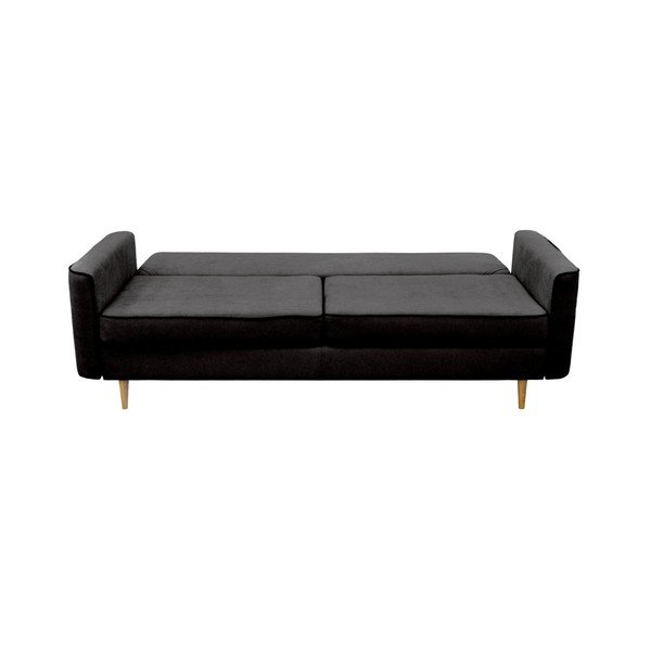 Čierna trojmiestna rozkladacia pohovka so svetlými nohami Mazzini Sofas Ivy-image-3