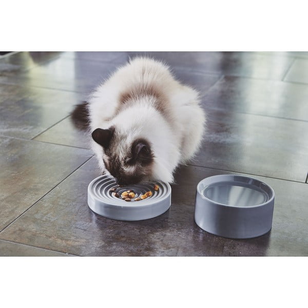 Porcelánová protihltacia miska pre mačku ø 16 cm Piatto Concrete S – MiaCara-image-3