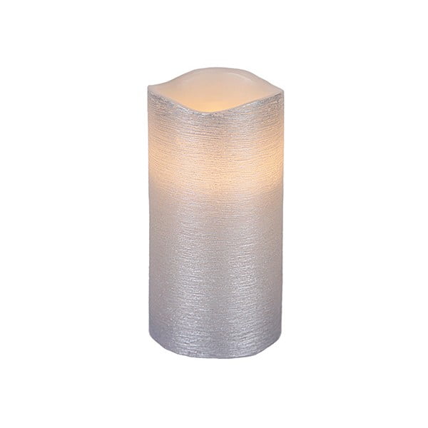 Strieborná LED sviečka Gina, výška 15 cm