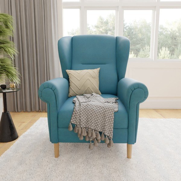 Tyrkysovomodré kreslo ušiak Swan – Ropez-image-1