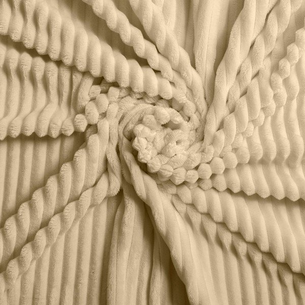 Béžové 3-dielne flanelové obliečky na dvojlôžko/predĺžené 240x220 cm Veloutea – douceur d'intérieur-image-3